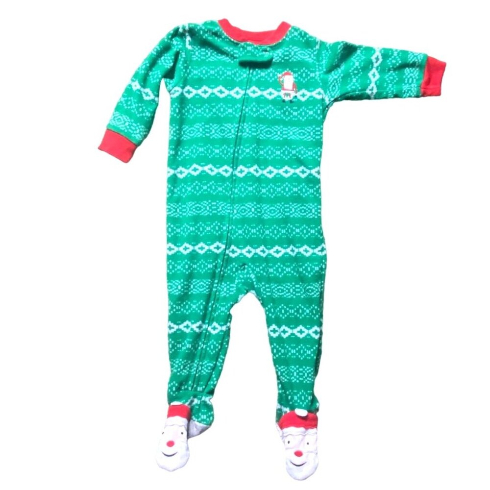 Carter's Infant One Piece Holiday Santa Claus One Piece Sleeper-Green-12M